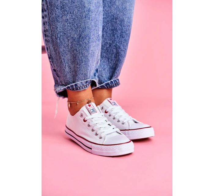 Dámské Klasické Tenisky Bílé S červeným model 21527834 - Boto Dámské Klasické Tenisky Bílé S červeným model 21527834 - Boto