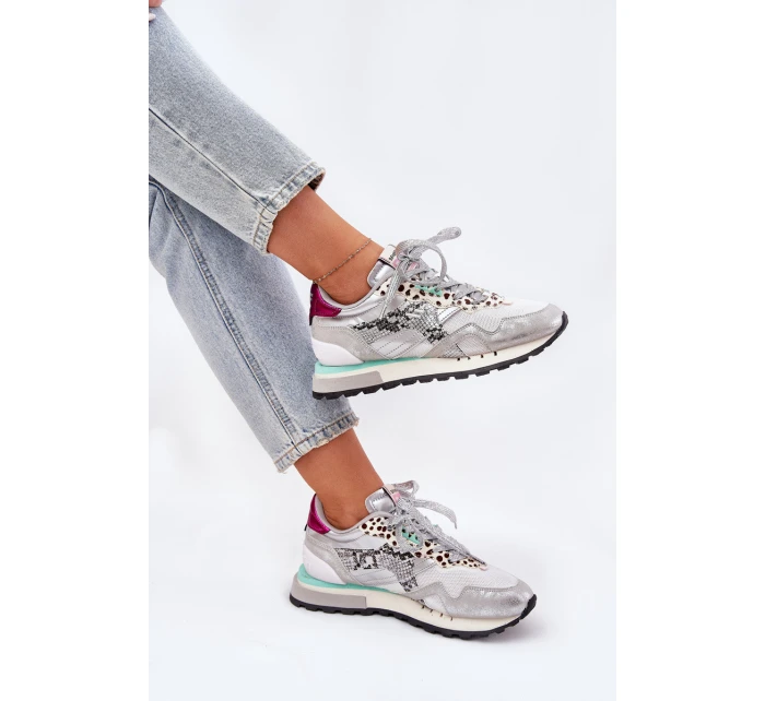 Semišové Sportovní Boty Tenisky Dámské D.Franklin Ztlumená Bílá DFSH387005 Semišové Sportovní Boty Tenisky Dámské D.Franklin Ztlumená Bílá DFSH387005