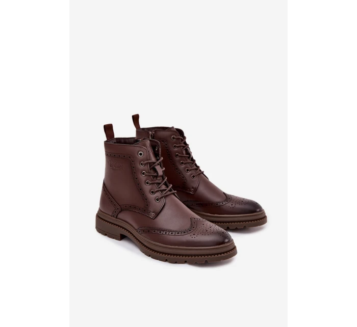 Pánské kožené kotníkové boty Lee Cooper – hnědé Pánské kožené kotníkové boty Lee Cooper – hnědé