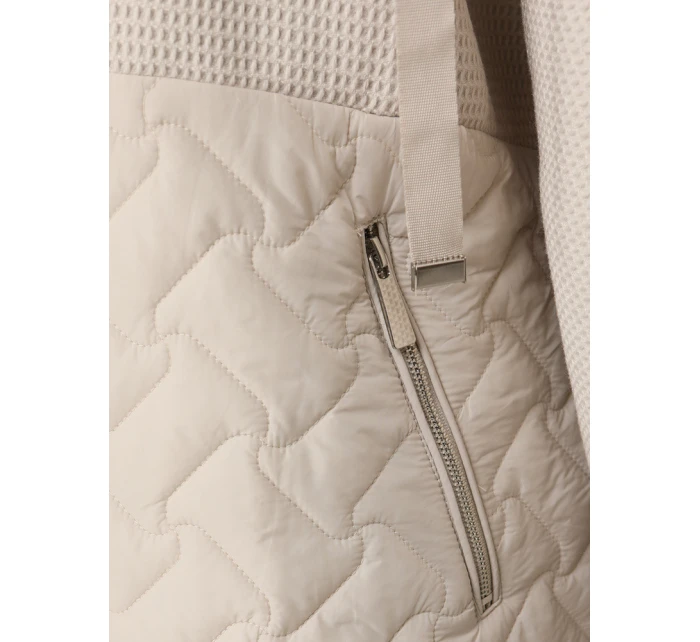 Dámská přechodná bunda oversize s kapucí ecru FashionStreet TY5592 Dámská přechodná bunda oversize s kapucí ecru FashionStreet TY5592