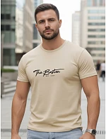 Tshirt męski bawełniany z nadrukiem The Boston beżowy model 22305497 - FashionStreet