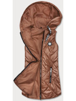 Dámská vesta v karamelové barvě s kapucí (B0129-22)
