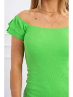 Žebrované šaty s volánky světle zelené