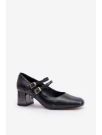 Kožené sandály s pásky na podpatku černé model 21673885 - Laura Messi