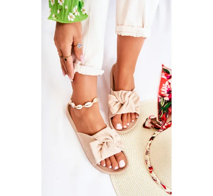 Klasické Semišové Pantofle S Mašlí béžove Hayle