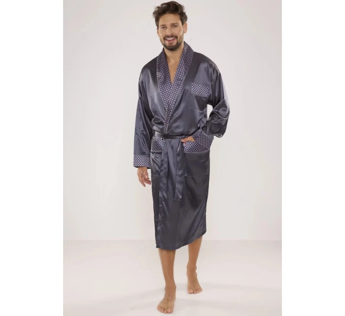 Pánský župan Satyna 940 Tmavě šedá - De Lafense