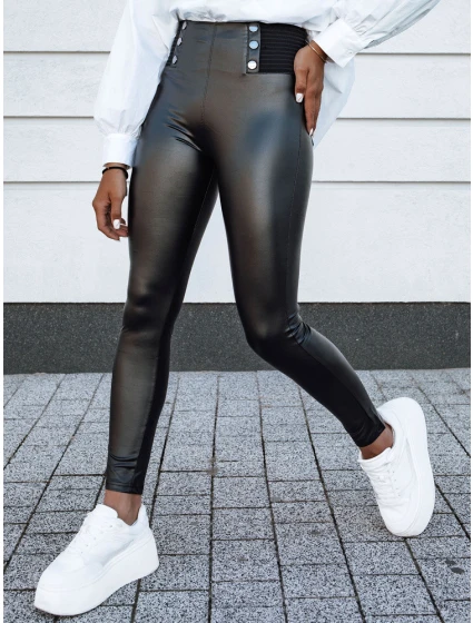 Dámské voskované kalhoty s vysokým pasem black Dstreet model 21980121 - FashionStreet