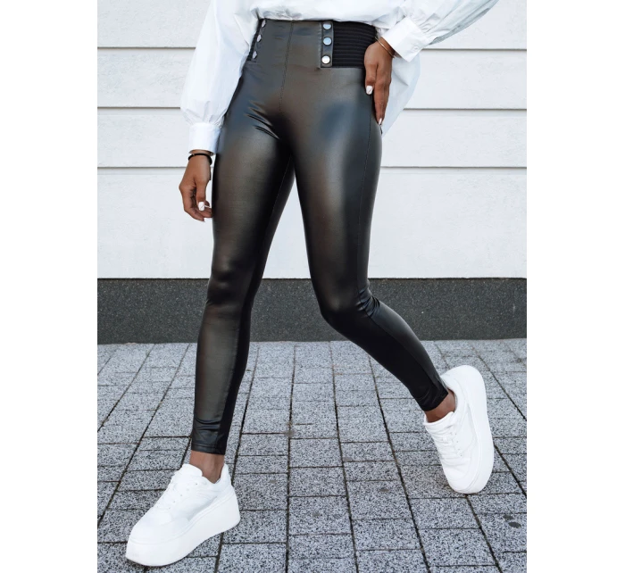 Dámské voskované kalhoty s vysokým pasem black Dstreet model 21980121 - FashionStreet