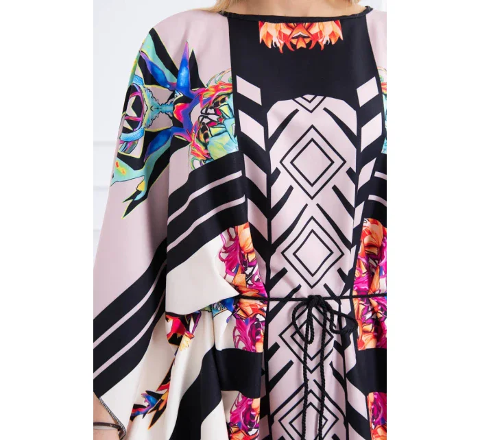 šaty s vázáním v béžové model 18748169 - K-Fashion šaty s vázáním v béžové model 18748169 - K-Fashion