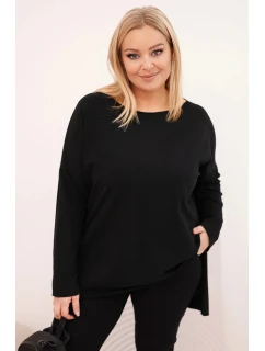 Dámská blůza Plus Size asymetrická s dlouhým rukávem černá