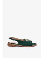 Dámské sandály s zlatým ozdobou eko semišové S.Barski KV27-059 hnědé Dámské sandály s zlatým ozdobou eko semišové S.Barski KV27-059 hnědé