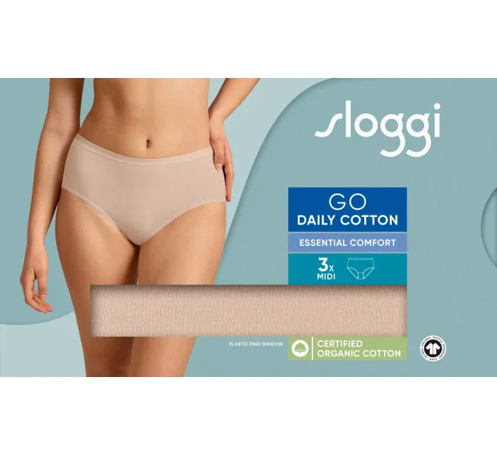 Dámské kalhotky GO Daily Cotton Midi 3P - BROWN - béžové 00LZ - SLOGGI Dámské kalhotky GO Daily Cotton Midi 3P - BROWN - béžové 00LZ - SLOGGI