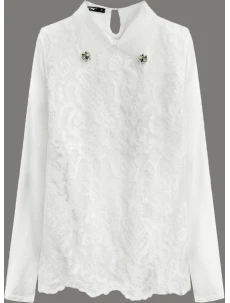 Elegantní halenka v barvě ecru s límečkem (8522/1)