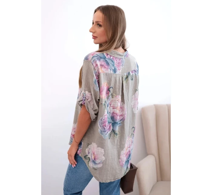 Dámská bavlněná halenka s květinovým vzorem fango