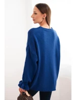 Dámský svetr s příměsí mohéru a vlny volného střihu model 21764755 - K-Fashion Dámský svetr s příměsí mohéru a vlny volného střihu model 21764755 - K-Fashion