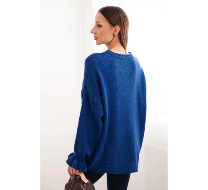 Dámský svetr s příměsí mohéru a vlny volného střihu model 21764755 - K-Fashion Dámský svetr s příměsí mohéru a vlny volného střihu model 21764755 - K-Fashion