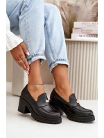 Zazoo 20168 Elegantní Dámské Polobotky Na Podpatku Přírodní Kůže Černá