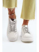 Dámské kožené tenisky na platformě GOE bílé