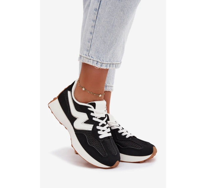 Dámské sportovní boty na platformě – černé Janelora