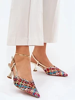 Dámské lodičky na jehlovém podpatku 8338-302 Zlatá mix barev - DAY-VINE Shoes