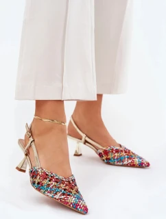 Dámské lodičky na jehlovém podpatku 8338-302 Zlatá mix barev - DAY-VINE Shoes