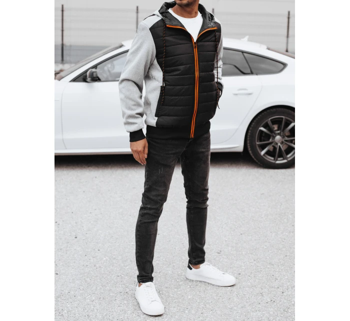 Pánská přechodná prošívaná bunda s kapucí světle šedá FashionStreet TX4921 Pánská přechodná prošívaná bunda s kapucí světle šedá FashionStreet TX4921