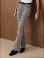 Dámské džíny s vysokým pasem a páskem, střih bootcut, šedé, FashionStreet UY3178