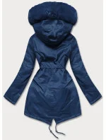 Tmavě modrá dámská bunda parka s kožešinou (5m762-215)