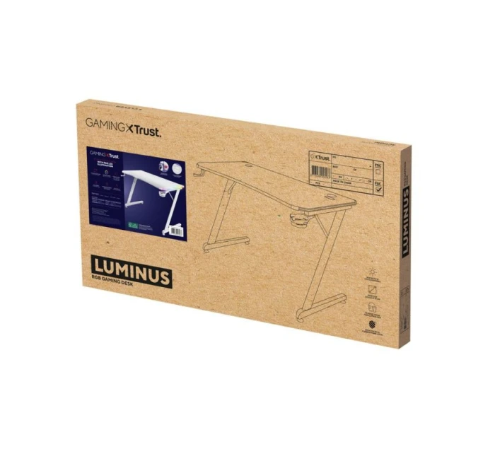 Herní stůl TRUST GXT 709W LUMINUS RGB WHITE