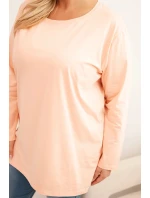 Dámská blůza Plus Size bavlněná s kulatým výstřihem meruňková