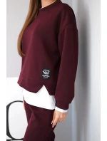 Dámská souprava s model 21808623 volnou mikinou a tepláky švestková - K-Fashion Dámská souprava s model 21808623 volnou mikinou a tepláky švestková - K-Fashion