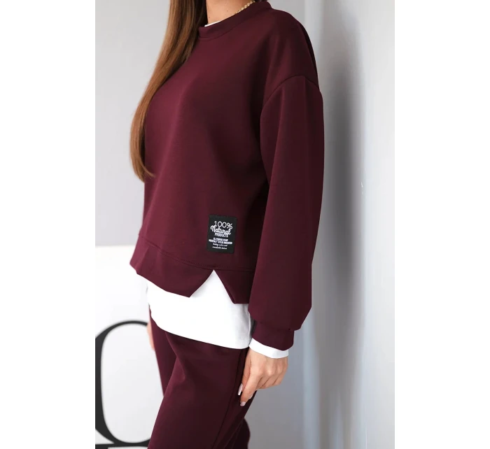 Dámská souprava s máslovou volnou mikinou a tepláky švestková Dámská souprava s máslovou volnou mikinou a tepláky švestková