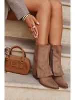 Dámské kozačky s vyvýšenou manžetou Vinceza 16516 – béžové