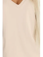 damska z dekoltem V i krótkim  beżowa model 22025612 - numoco basic