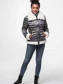 Dámská bunda v ocelové barvě s límcem model 15856133 - Ann Gissy