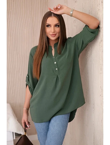 Halenka s prodlouženým zadním dílem khaki Halenka s prodlouženým zadním dílem khaki