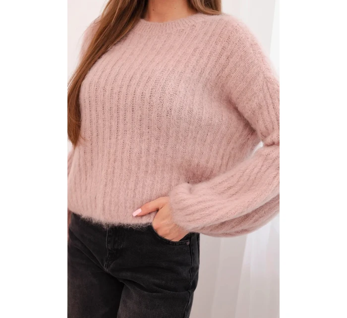 Svetr z mohairu dámský s nabíranými rukávy bordový Svetr z mohairu dámský s nabíranými rukávy bordový