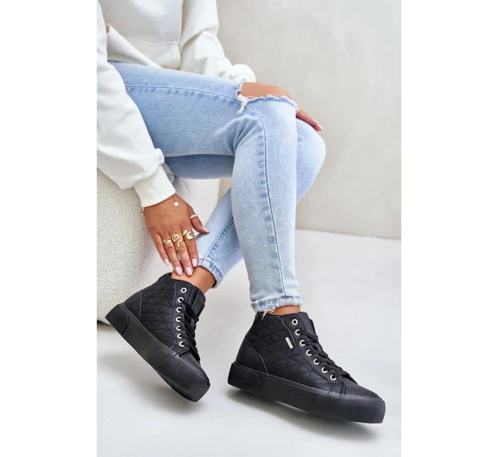 Zateplené Dámské Tenisky S Prošitím Big Star OO274A480 Černé Zateplené Dámské Tenisky S Prošitím Big Star OO274A480 Černé