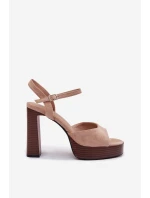 Dámské sandály na podpatku a platformě z eko semiše béžové Gralisse