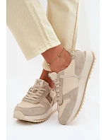 Kožené Semišové Dámské Tenisky Na Platformě  Béžové model 22073057 - VINCEZA