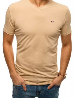 Béžové pánské tričko bez potisku RX4465