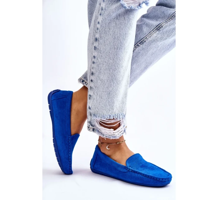 Dámské Semišové Mokasíny Modre Morreno