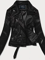 Černá bunda ramoneska - vesta z eko kůže FL202050 černá - FLAM Mode