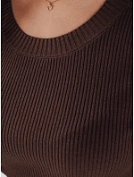 Dámský žebrovaný svetr hnědý Dstreet model 21990951 - FashionStreet Dámský žebrovaný svetr hnědý Dstreet model 21990951 - FashionStreet