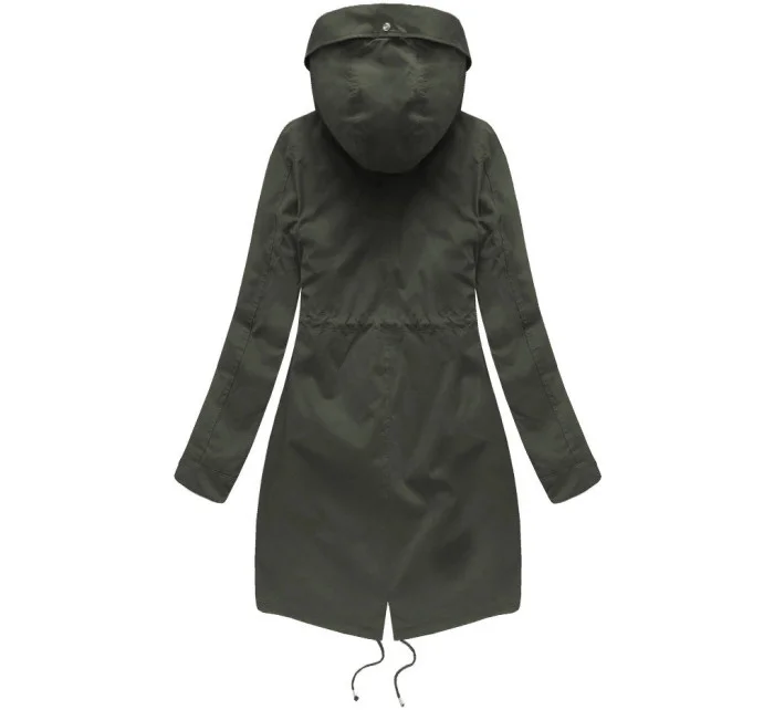 Dámská zimní bunda parka v army barvě s odepínací podšívkou a kapucí (7626BIG) Dámská zimní bunda parka v army barvě s odepínací podšívkou a kapucí (7626BIG)