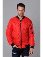 Červená pánská bunda typu "bomber" s podšívkou model 18345009 - J.STYLE Červená pánská bunda typu "bomber" s podšívkou model 18345009 - J.STYLE