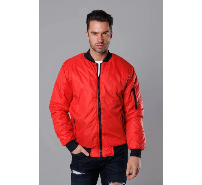 Červená pánská bunda typu "bomber" s podšívkou model 18345009 - J.STYLE Červená pánská bunda typu "bomber" s podšívkou model 18345009 - J.STYLE