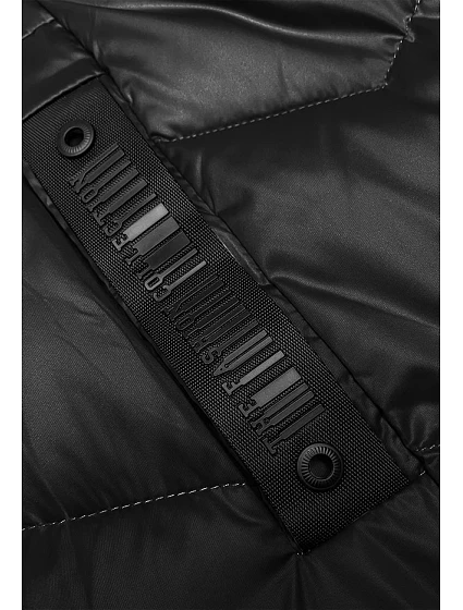 Černá dámská zimní bunda s asymetrickým zipem model 21246633 - S'WEST Černá dámská zimní bunda s asymetrickým zipem model 21246633 - S'WEST