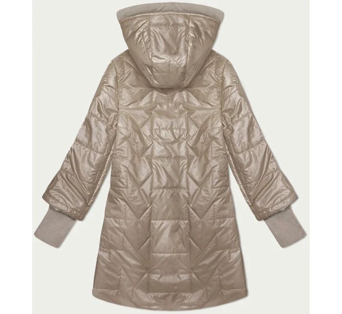 Dámská prošívaná bunda ve velbloudí barvě s ozdobnými stahovacími lemy model 20979309 - S'WEST