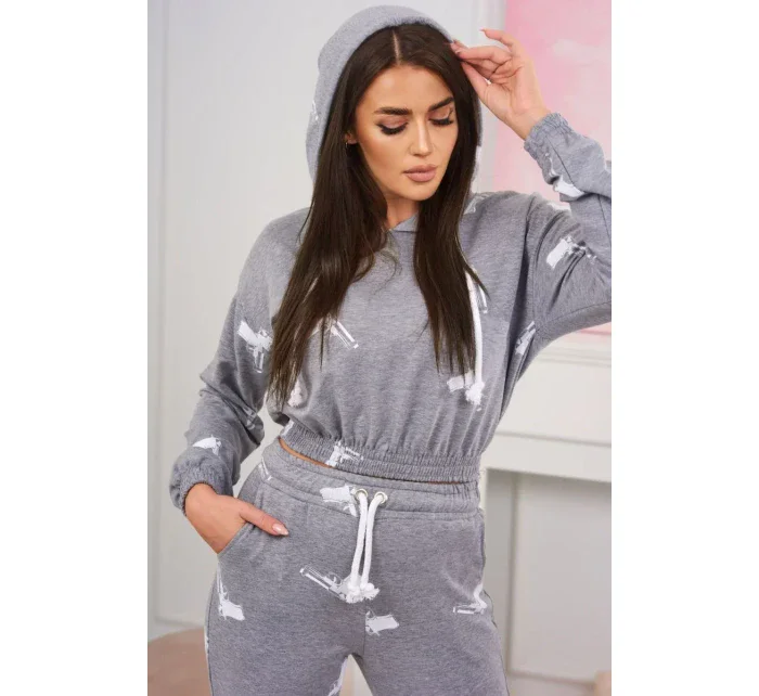 Sada s potiskem pistole šedá